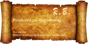 Roskovics Barakony névjegykártya